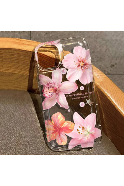 For iPhone 13 3 Lily Flower Print Clear Soft Phone Case For iPhone 16 15 14 13 12 11 Pro Max XS XR X