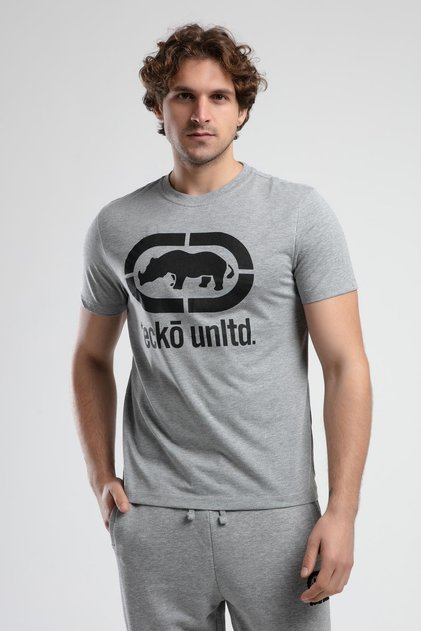 Marc Grey Crew Neck Printed Standard Fit Men's Tshirt