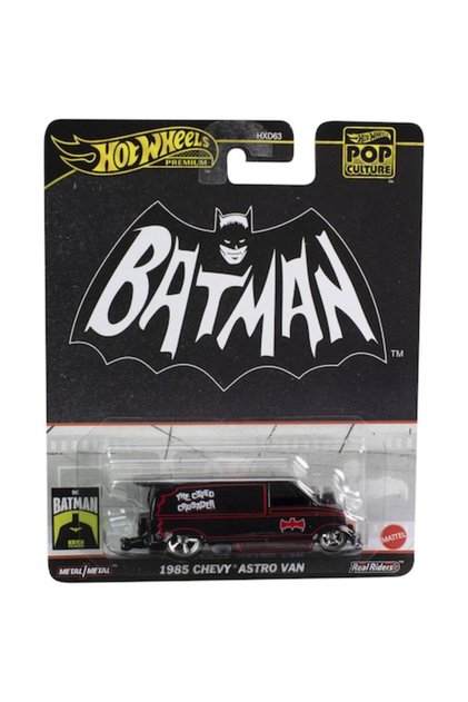 Masinuta Hot Wheels Premium - Real Riders Pop Culture, Batman Chevy 1985 Astro Van, 1:64