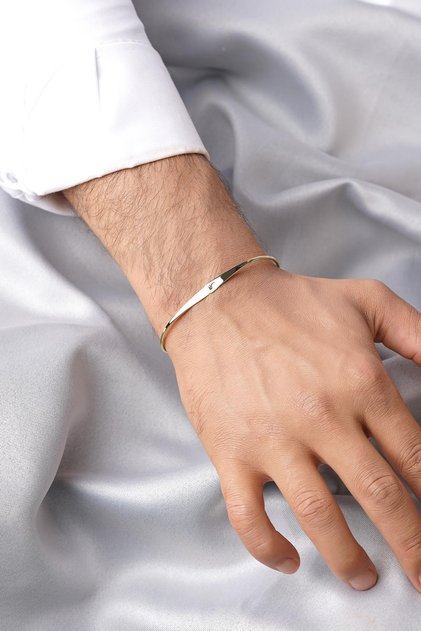 14 Ayar Altın Espina Kelepçe Erkek Bileklik