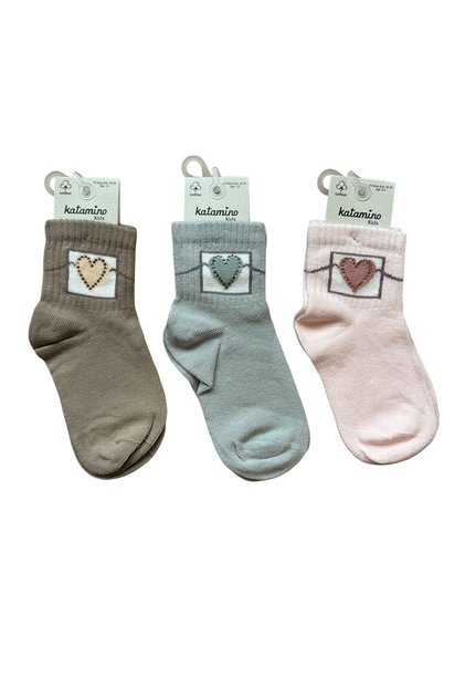 Heart Patterned Stone 3-Piece Sock Socks Set Colorful
