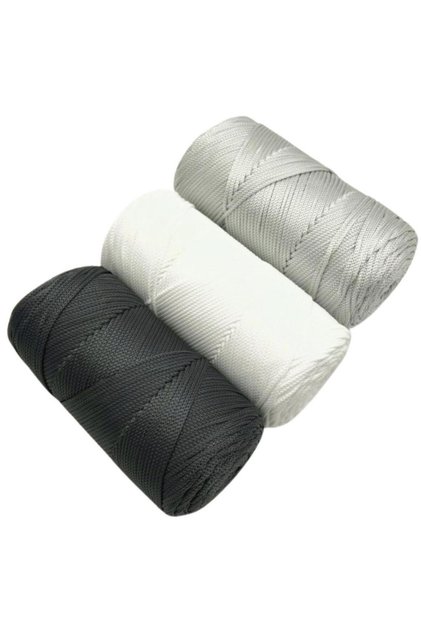 Angel Bag Accessory Polyester Macrame Set (Dark Gray, Light Gray, White)