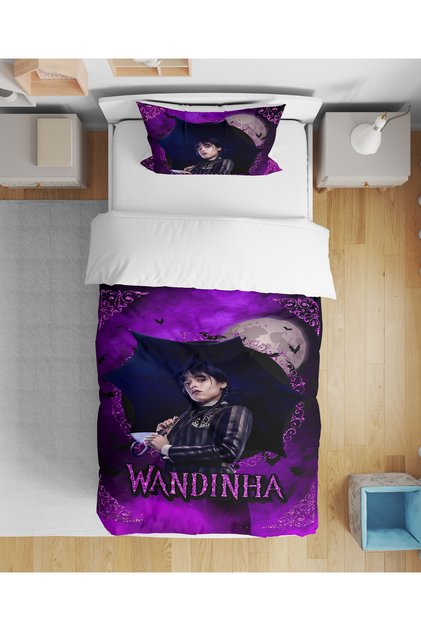 Wednesday 3D Digital Printed Single Duvet Cover Set for Young Girls Without Sheets