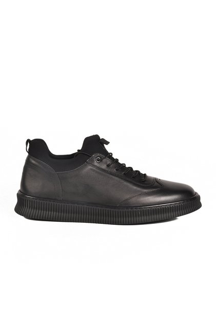 Black Genuine Leather Large Size Men's Casual Shoes 2517 m