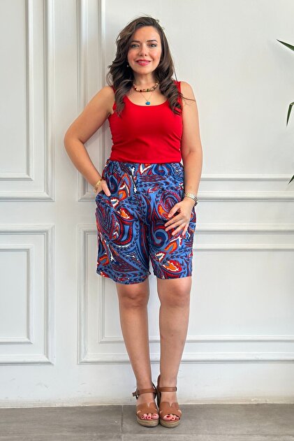 Patterned Woven Viscose Shorts