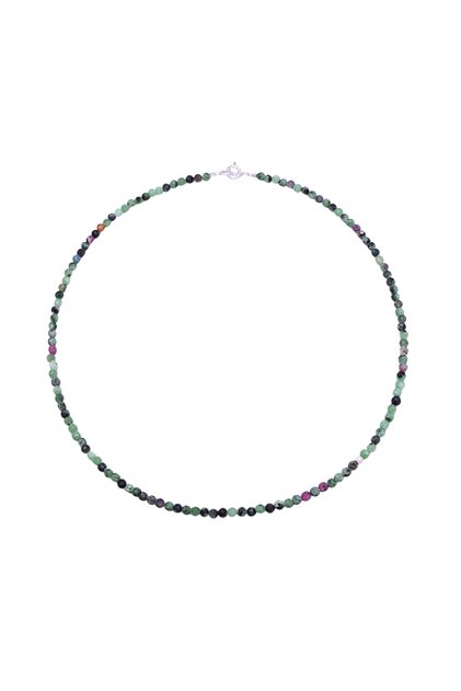 Colier Basics din pietre de rubin zoisit cu accesorii din argint 925, 40 cm