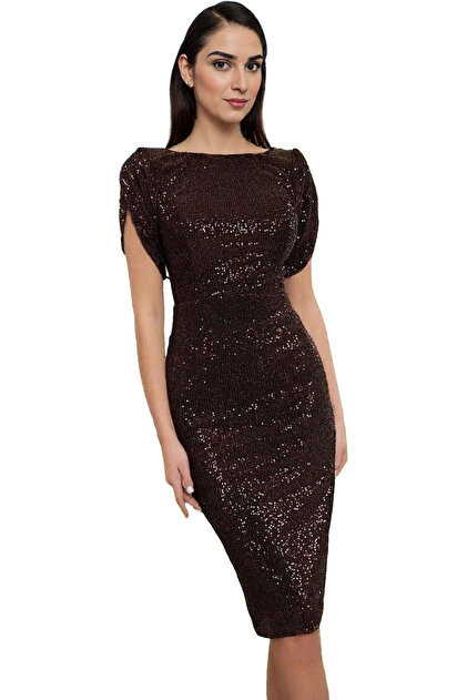 Kadın Parıltılı Örme Abiye Elbise Bodycon Kalıp Midi Boy Yazlık Yaz Aylarının Vazgeçilmezi
