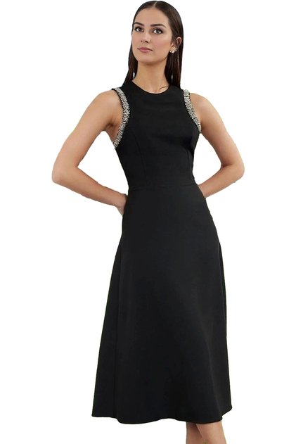 Women's A-Line Midi Evening Dress Stone Detail Modern Style Special Occasions Summer Indispensable