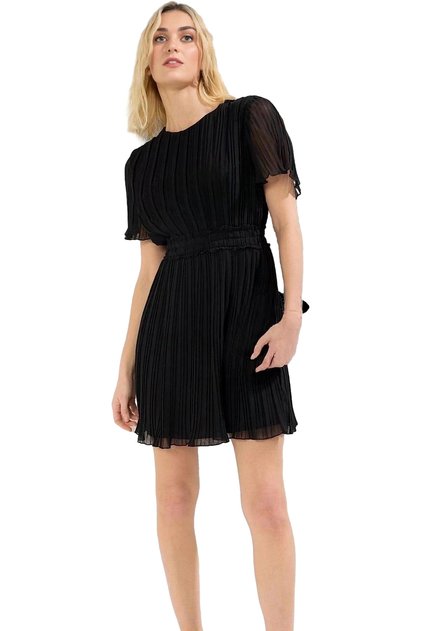 Women's Pleated Mini Chiffon Dress Crew Neck Short Sleeve Summer Casual Summer's Must-Have