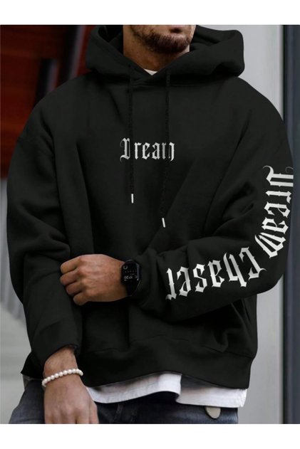 Unisex Y2k Erkek/Kadın Dream Baskılı Kapüşonlu Pamuklu Sweatshirt Hoodie