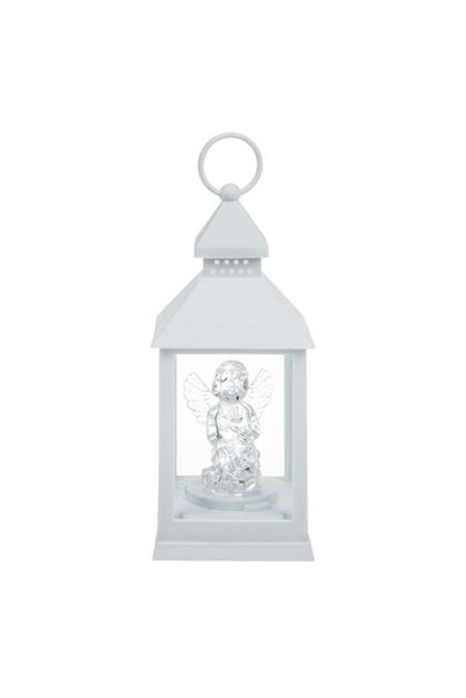 Felinar LED alb cu figurină de înger 10x10x24cm