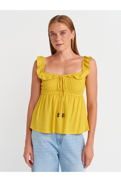 50873 Ruffle Blouse-Yellow