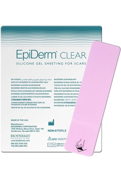 Epi-Derm C-Strips Silicone Scar Sheets 1.4x6in, 1 Pack, Clear