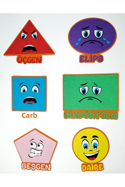Geometric Shapes Board with 6 Colors and Expressions (Felt Training Material)