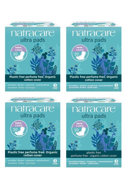 Organic and Natural Winged Ultra Pad Long - Night Set of 4 - 40 Pads