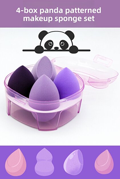 Purple Panda Patterned 4D Makeup Sponge Set