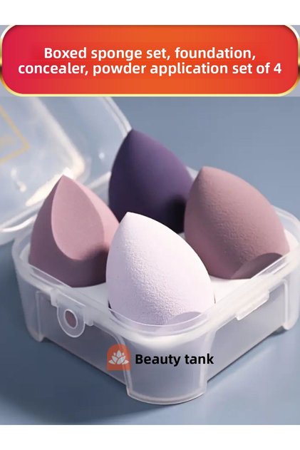 Ocean Boxed Sponge Set, Foundation, Concealer, Powder Application Set of 4 Pear Sponge Set