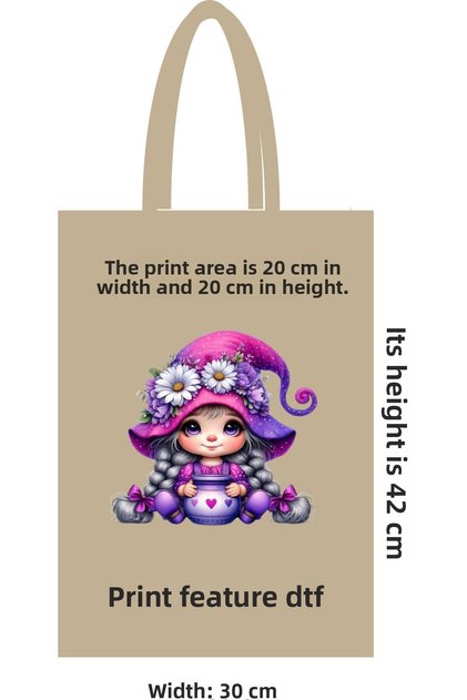 Dtf Printed Cloth Bag 30X42 cm Cotton Bag with Handle – 46 Wires