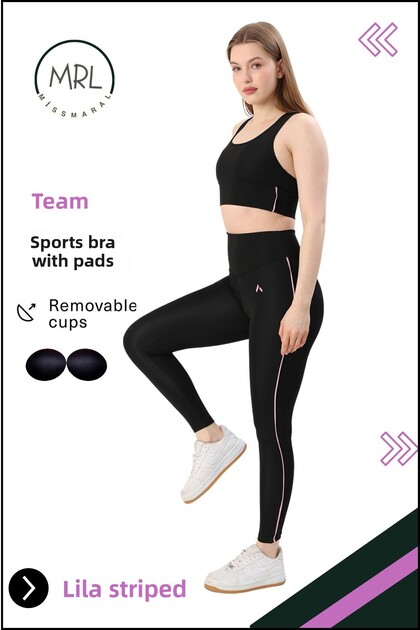 Women's Sports Team High Waist Leggings with Pad Bustier Sport Team High Waist Padded Bustier Black 3041