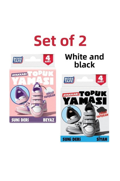 Set of 2 - Shoe Heel Patch Self-Adhesive Shoe Repair Tape - Black and White