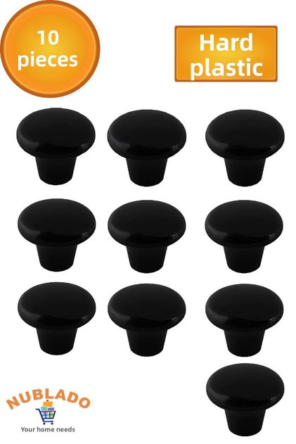 Furniture Kitchen Drawer Drawer Cabinet Cupboard Cabinet Door Handle Handle Handles Black Cork Button Hard Plastic 10 Pcs
