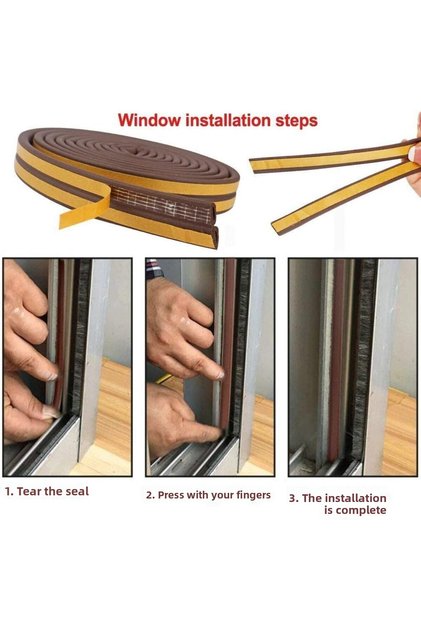 Brown Door and Window Tape Insulation Sealant Rubber 20 X 2 = 40 m (2 Pieces of Sealant)