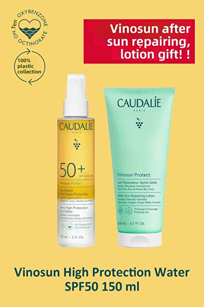 Vinosun Very High Protection Water Spf50 150 ml + Caudalie Vinosun after Sun Repairing Lotion