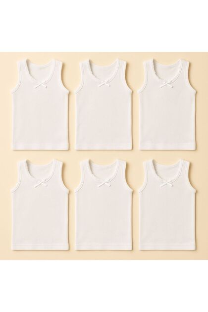 Girls' Ribbed Wide Strap Undershirt Set of 6 - Comfortable and Durable Summer Undershirt White Color