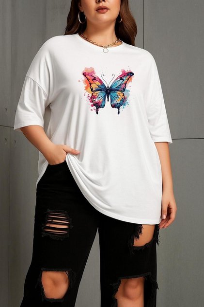 Plus Size Butterfly Printed Unisex T-Shirt
