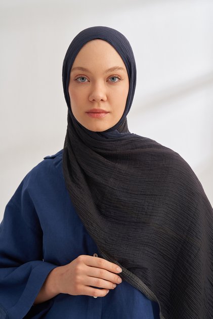 Muslin Tie-Dye Shal - Black-Dark Blue