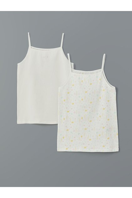 Square Collar Floral Girl's Undershirt Set of 2