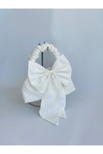 White Bow Portfolio Evening Dress Handbag