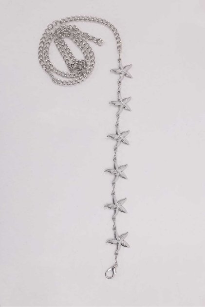6-Piece Star Silver Chain Women's Waist Chain, Pant Belt