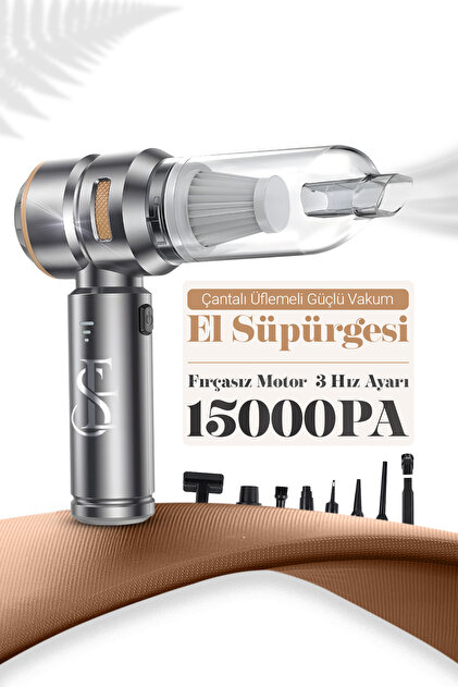 EN SİGA Üflemeli Çok Güçlü Vakumlu Ev Ofis Şarjlı Araç Süpürgesi