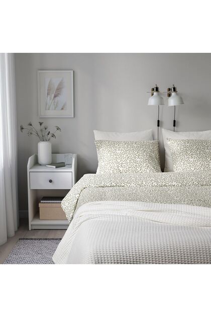 single bed sheet set, white-green, 150x200/50x60 cm