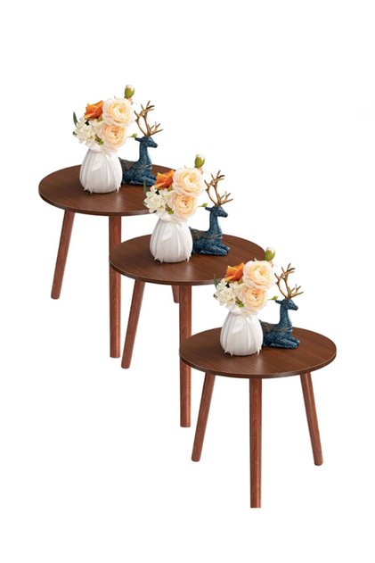 Set of 3 Round 2-Tier Coffee Tables, Living Room Side Tables