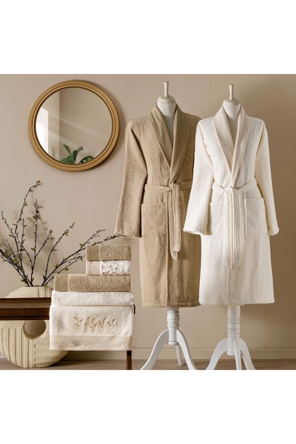 Sway Pure Cotton Cotton Family Bathrobe Set Cream Sand