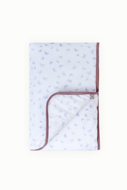 75X100 cm Fiber Filled Cotton Baby Blanket Double Sided Butterflies Lilac