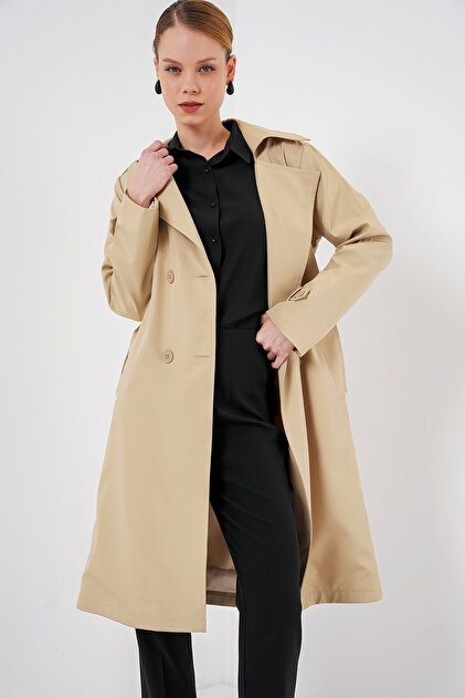 Bigdart 5918 Double Breasted Collar Trench Coat - K. Beige - Price
