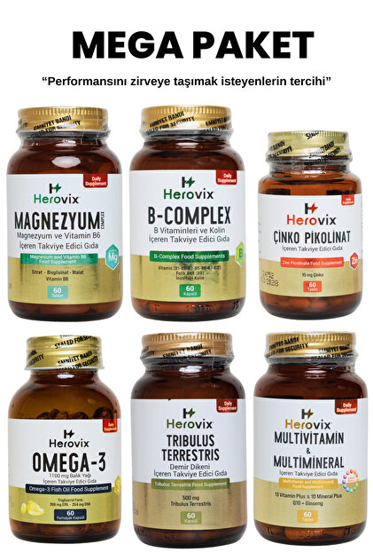 Herovix Sporculara Özel 6'lı Mega Paket (Omega3, Magnezyum
