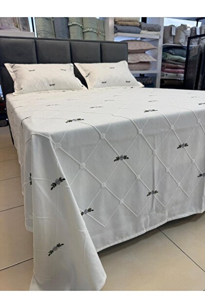 Karaca Pearl Embroidered Pique Set 260/260 cm Grayflower