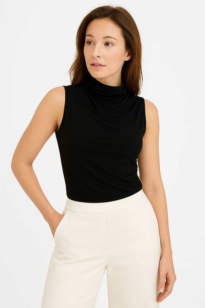 Draped Sleeveless Sandy Fabric Blouse