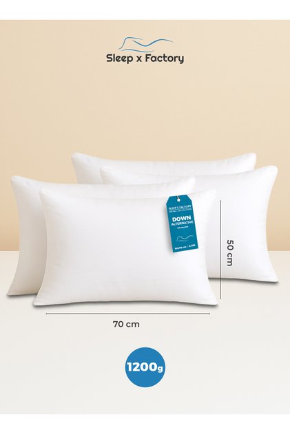 Premium Cotton Hotel Pillows – 4-Pack – Microfiber Fill – 1200g – Ultra Soft & Supportive