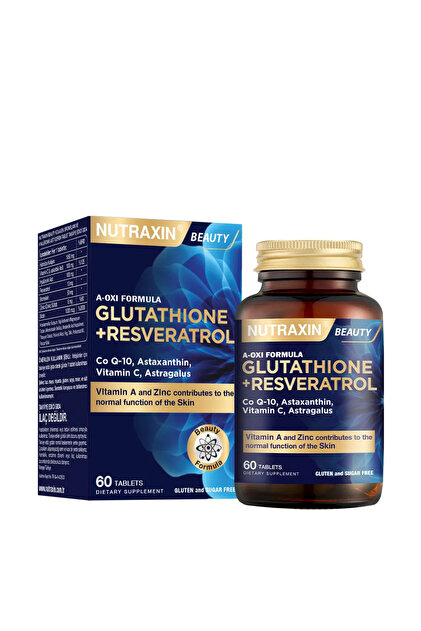 nutraxin glutathione resveratrol Nutraxin Resveratrol A-Oxi Formula Beauty 60 Tablet + 100 ml Yüz Temizleme Jeli HEDİYE