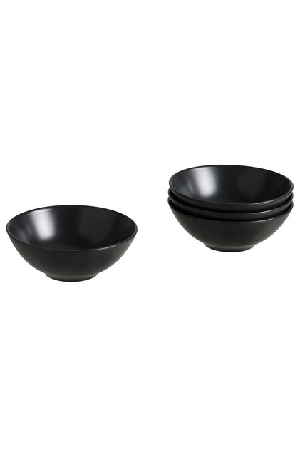 4 Adet Çorba Kasesi Çap 16 Cm 4'lü Set Salata Kuruyemiş Sunum Kasesi Siyah Stoneware Kase