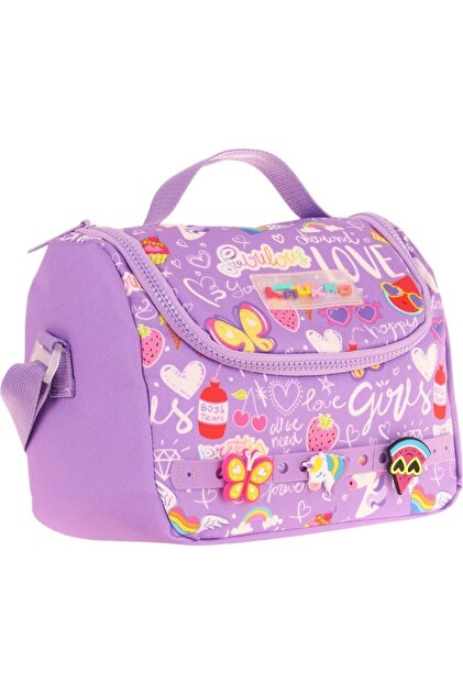 Cutie de prânz izolată termic pentru copii cu accesorii din silicon - violet - fetiță - L7245