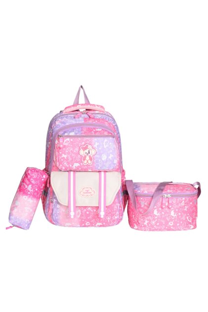 Relaxion Set of 3 Children's Primary School Bag Backpack with Pen Holder and Lunch Bag 1380