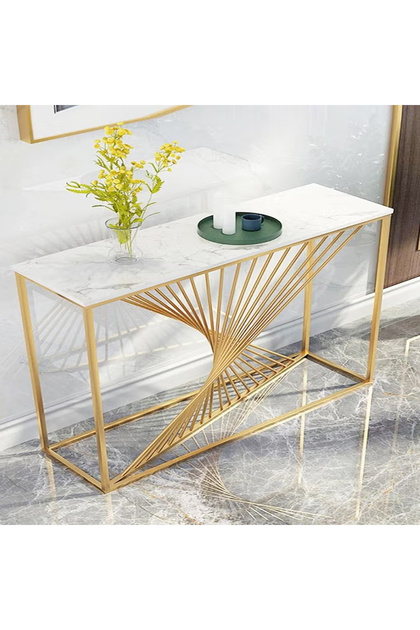 Modern Artistic Metal Frame Design Console Table Hallway Entry Table Narrow Sofa Side Table