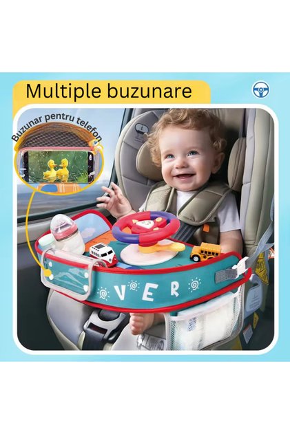 Masuta Auto cu Volan Interactiv pentru Copii, Accesorii depozitare, + 18 Luni