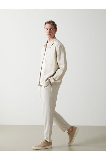 Standard Fit Linen Blend Men's Trousers